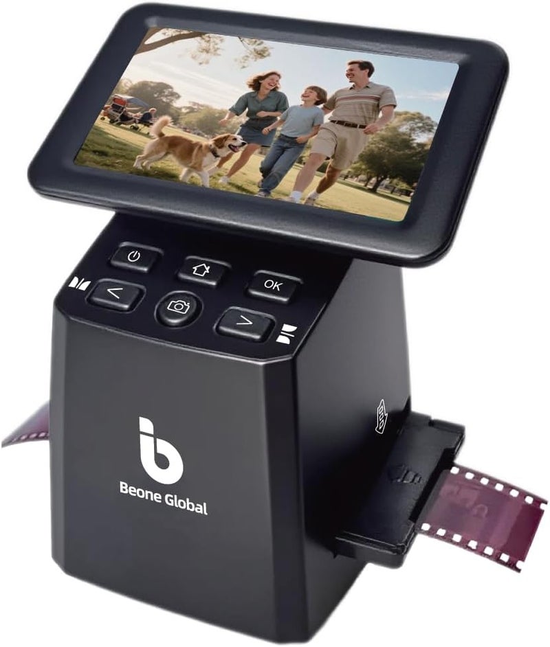BEONE GLOBAL ماسح الأفلام BEONEGLOBAL ClearScan S5 عالي الدقة مع شاشة LCD بحجم 5 بوصات – تحويل الأفلام السلبية 135 و 126 و 110 Super8 إلى صور رقمية JPEG بدقة 24 ميجابكسل بسرعة - Image 1